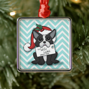 French bulldog Santa Claus Holiday Ornament Aus Metall