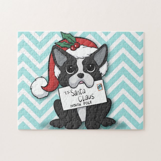 French bulldog Santa Claus Holiday Puzzle (Horizontal)