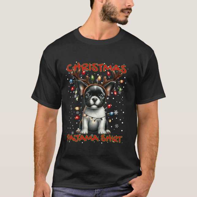 French Bulldog Santa Hat Christmas Pajamas  T-Shirt (Vorderseite)