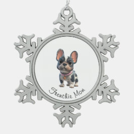French Bulldog Schneeflocken Zinn-Ornament