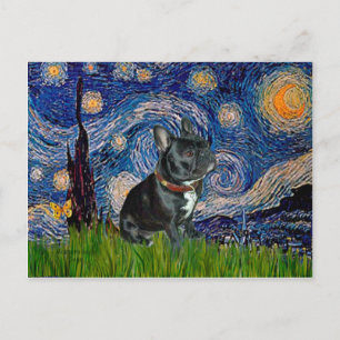 French Bulldog (schwarz 11) - Starry Night Postkarte