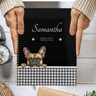 French Bulldog Schwarz-weiß Gingham Individuelle N Planer