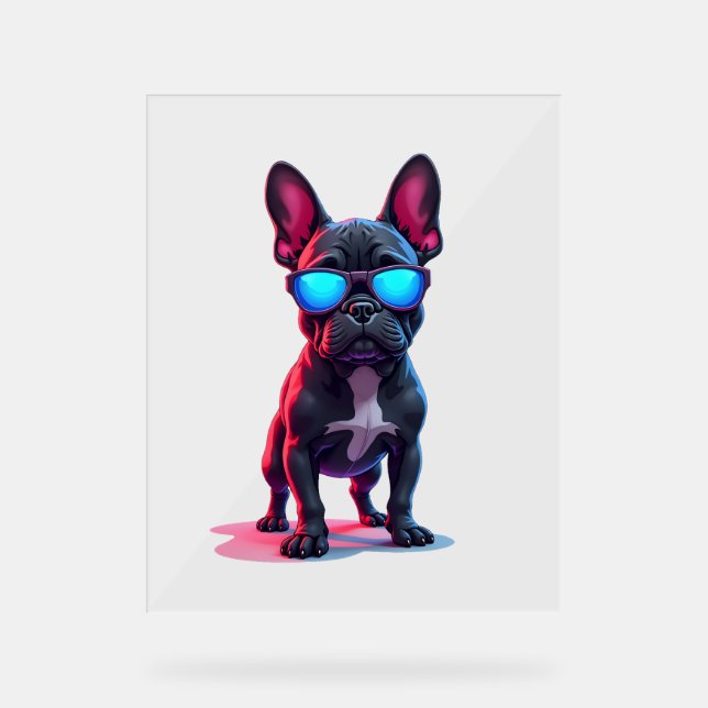 French Bulldog SciFi mit Cooler Sonnenbrille Acrylschild (Vorderseite)