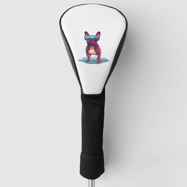 French Bulldog SciFi mit Cooler Sonnenbrille Golf Headcover (Vorderseite)