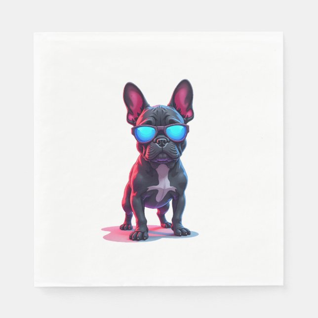 French Bulldog SciFi mit Cooler Sonnenbrille Serviette (Vorderseite)
