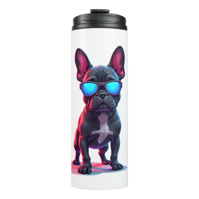 French Bulldog SciFi mit Cooler Sonnenbrille Thermosbecher (Vorderseite)