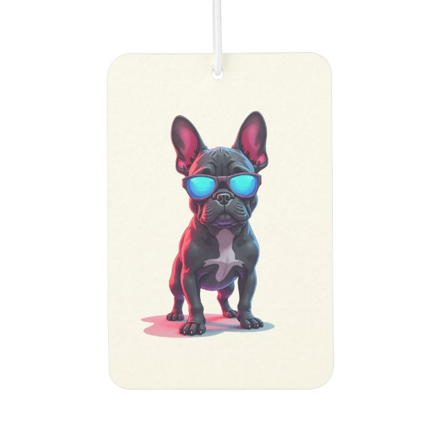 French Bulldog SciFi Wearing Cool Sunglasses Autolufterfrischer (Vorderseite)