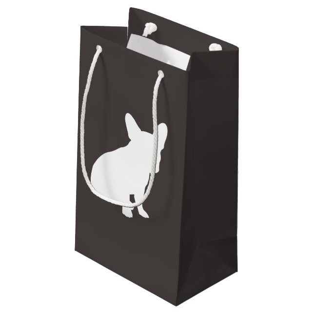 French Bulldog Silhouette Party Kleine Geschenktüte (Rückseite Schrägansicht)