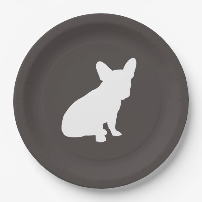 French Bulldog Silhouette Party Pappteller (Vorderseite)