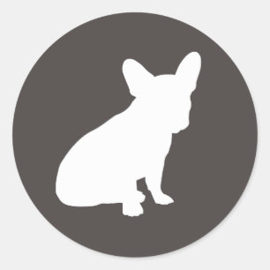 French Bulldog Silhouette Party Runder Aufkleber