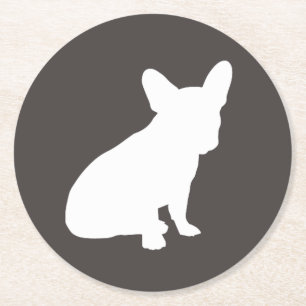 French Bulldog Silhouette Party Runder Pappuntersetzer