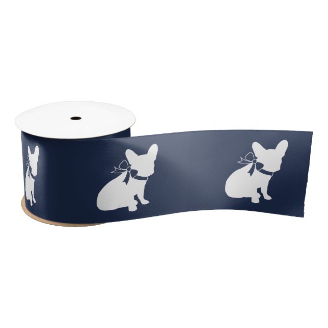 French Bulldog Silhouette Ribbon 3" Satinband (Spule)