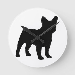 french bulldog silhouette runde wanduhr