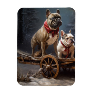 French Bulldog Snowy Sleigh Weihnachtsdekor Magnet
