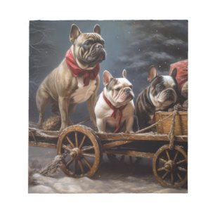 French Bulldog Snowy Sleigh Weihnachtsdekor Notizblock