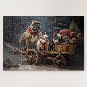 French Bulldog Snowy Sleigh Weihnachtsdekor Puzzle