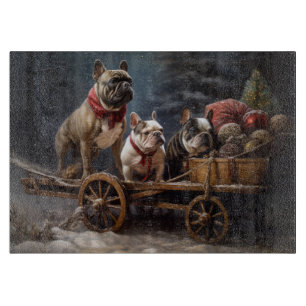 French Bulldog Snowy Sleigh Weihnachtsdekor Schneidebrett