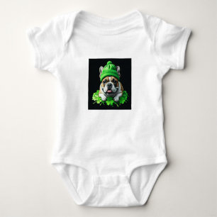 French Bulldog St. Patrick's Day Kleeblatt Glück Baby Strampler