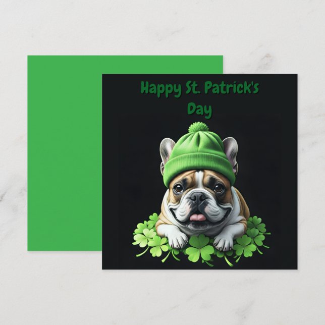 French Bulldog St. Patrick's Day Kleeblatt Glück Einladung (Vorne/Hinten)