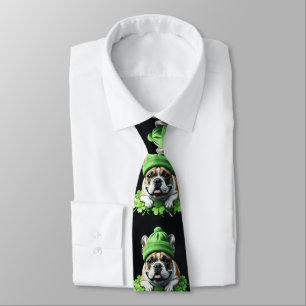 French Bulldog St. Patrick's Day Kleeblatt Glück Krawatte
