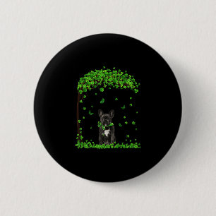 French Bulldog St Patricks Day Lover Irish Shamroc Button