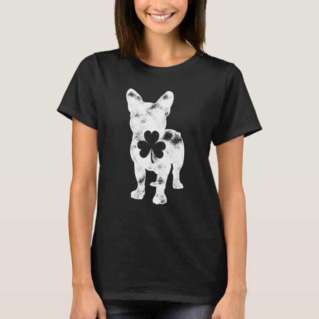 French Bulldog St Patricks Day Men Women Shamrock  T-Shirt (Vorderseite)