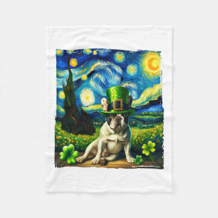 French Bulldog Starry Night St. Patricks Day Dog Fleecedecke