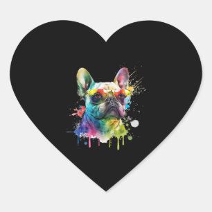 French Bulldog Sunglasses Dog Puppy Herz-Aufkleber
