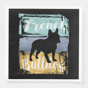 French Bulldog T-Shirt - Retro French Bulldog Dog Serviette