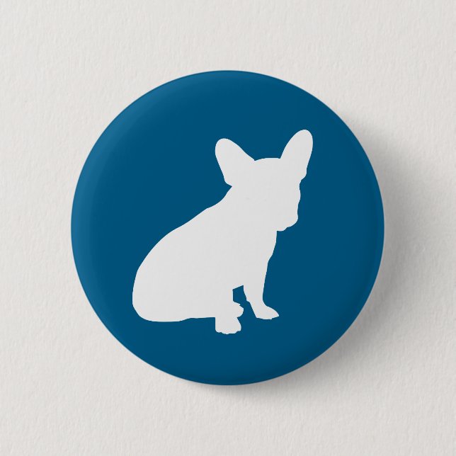 French Bulldog Theme Party - Baby Shower Blue Button (Vorderseite)