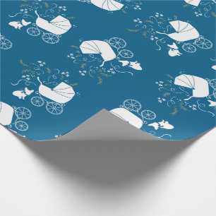 French Bulldog Themenparty - Baby Dusche blau Geschenkpapier