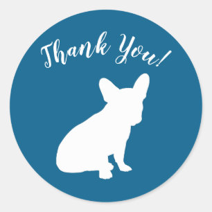French Bulldog Themenparty - Baby Dusche blau Runder Aufkleber
