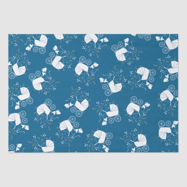 French Bulldog Themenparty - Baby Dusche blau Seidenpapier (Vorderseite)