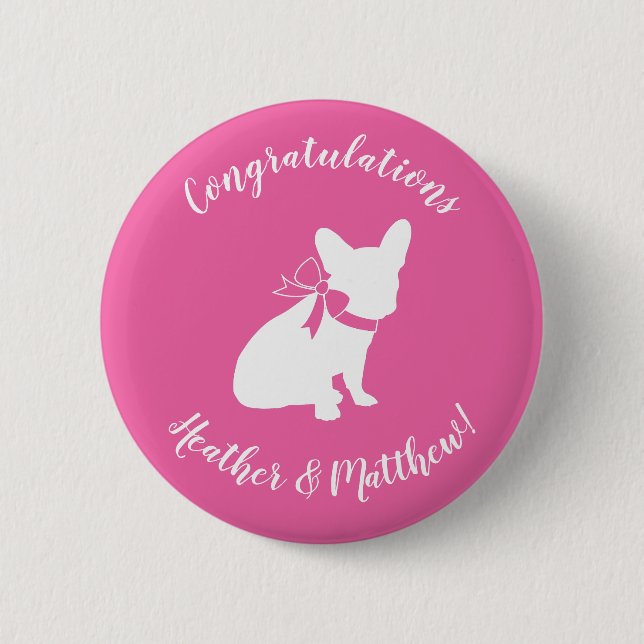 French Bulldog Themenparty - Babydusche pink Button (Vorderseite)