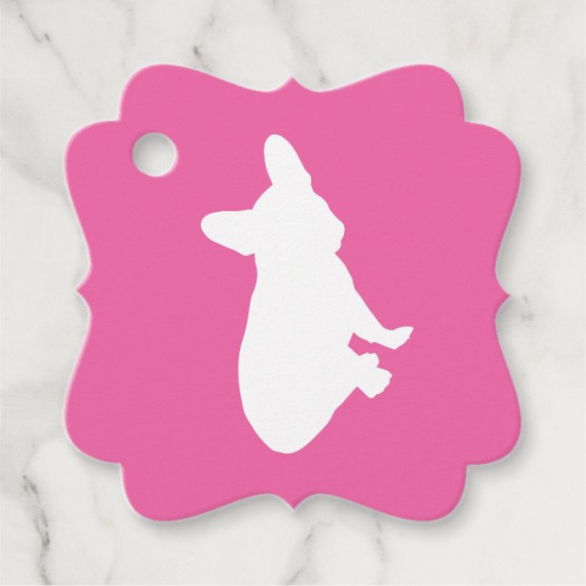French Bulldog Themenparty - Babydusche pink Geschenkanhänger (Vorderseite)