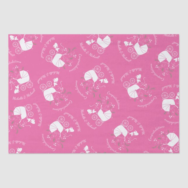 French Bulldog Themenparty - Babydusche pink Seidenpapier (Vorderseite)