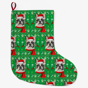 French Bulldog Ugly Christmas Großer Weihnachtsstrumpf