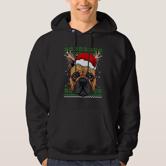 French Bulldog Ugly Christmas Pajama Cute Dog Antl Hoodie (Vorderseite)