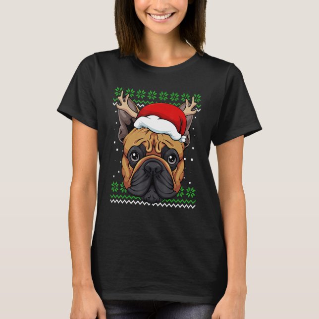 French Bulldog Ugly Christmas Pajama Cute Dog Antl T-Shirt (Vorderseite)