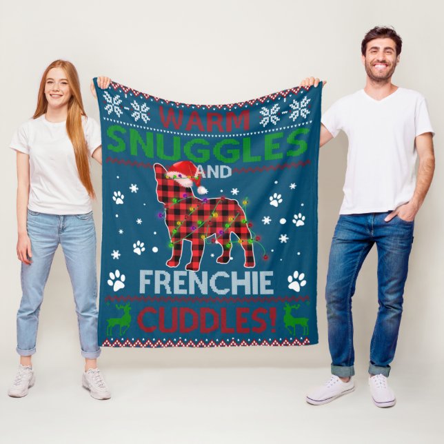 French Bulldog Ugly Christmas Sweater Xmas Pajama Fleecedecke (Beispiel)
