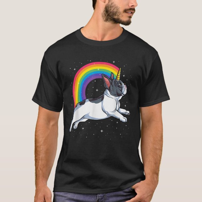 French Bulldog Unicorn Girls Space Galaxy Frenchic T-Shirt (Vorderseite)