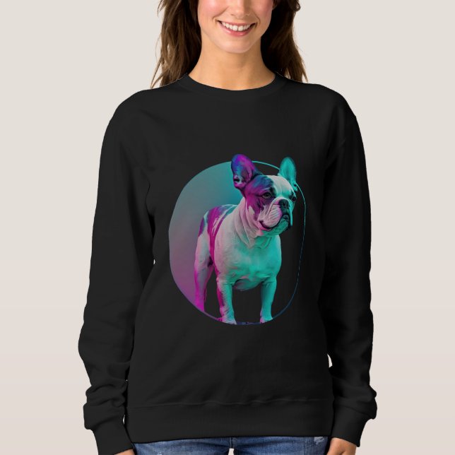 French Bulldog Vaporwave Retrowave Aesthetic Sweatshirt (Vorderseite)