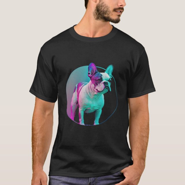 French Bulldog Vaporwave Retrowave Aesthetic T-Shirt (Vorderseite)