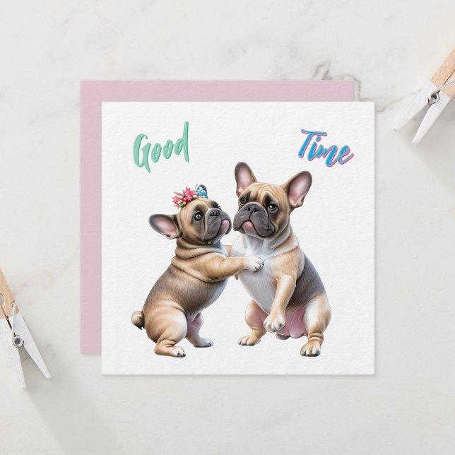French Bulldog  verliebt Valentinstag  Einladung (Vorderseite/Rückseite Beispiel)