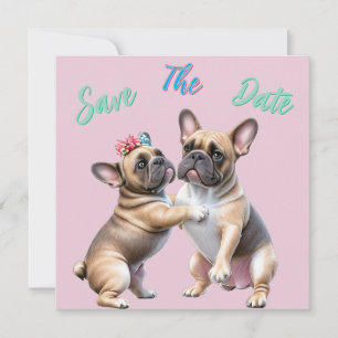 French Bulldog verliebt Valentinstag Save The Date