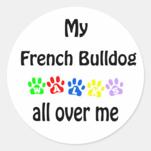French Bulldog Walking Design Runder Aufkleber