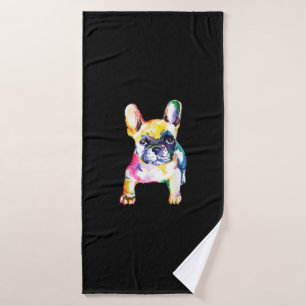 French Bulldog Watercolor Hand Zeichnend Geschenk Badehandtuch