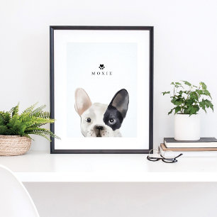 French Bulldog Watercolor Illustration Dog's Name Poster