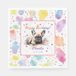 French Bulldog Watercolor Paper Napkins Serviette