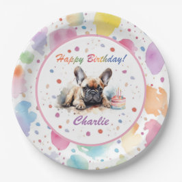 French Bulldog Watercolor Paper Plate Pappteller